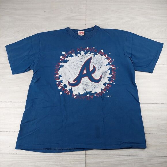 Vintage 1993 Atlanta Braves T-Shirt‎ Mens XL Blue Short Sleeve Team Rated USA - Picture 1 of 7